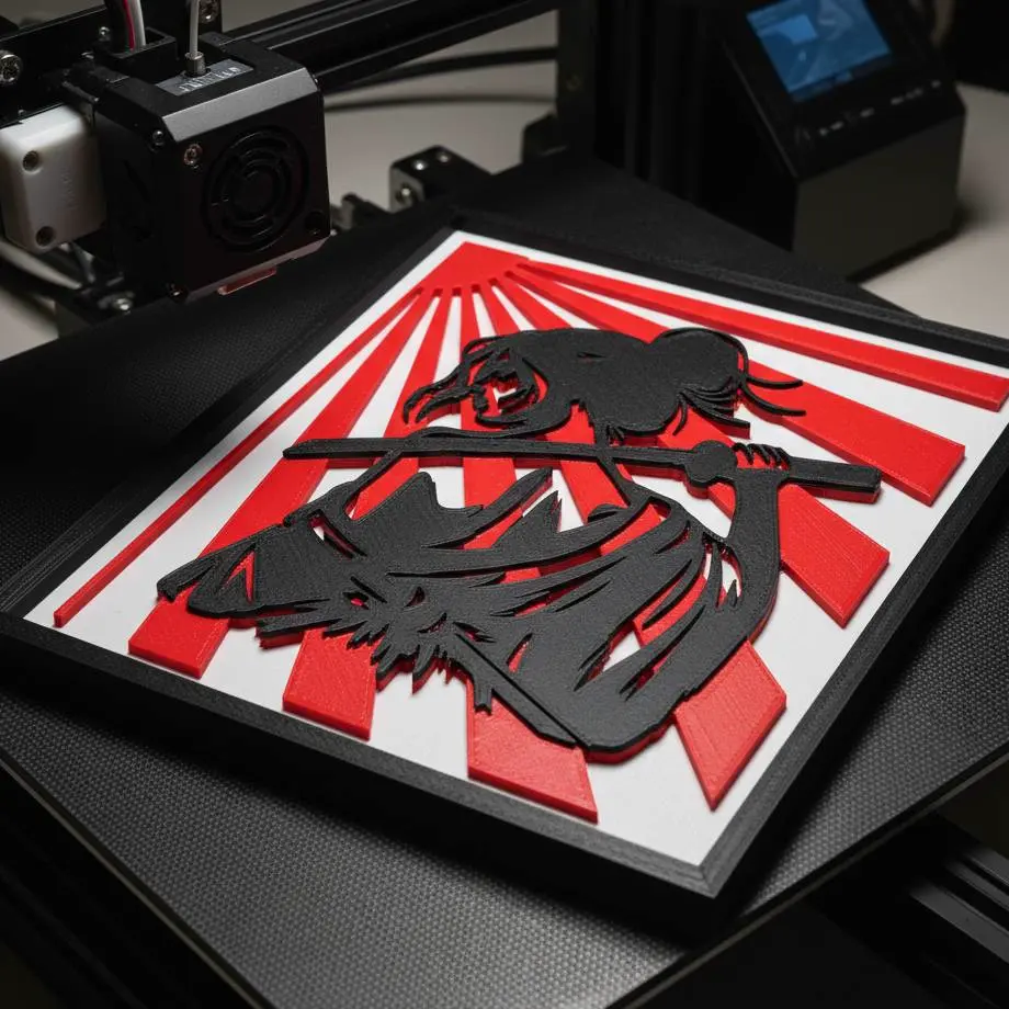 Samurai Warrior Rising Sun 3D Print