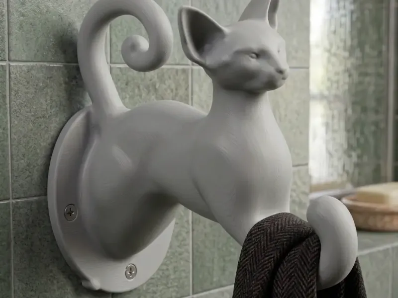 toalla gato, gancho gato, soporte