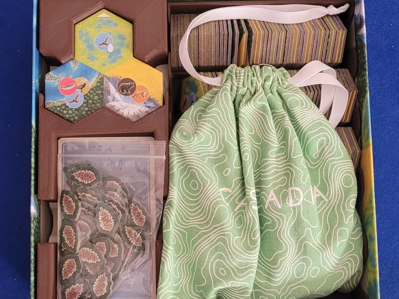Cascadia board game organizer (with Landmarks expansion)