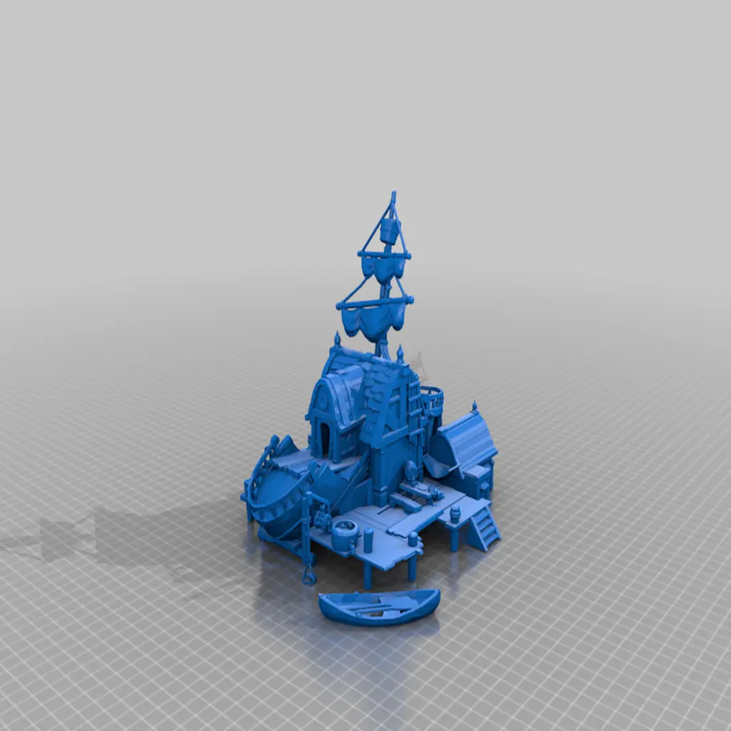 taberna de mar - barco hundido - terreno - low poly