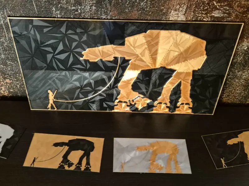 Rey goes for a walk with an AT-AT - Star Wars Wall Art