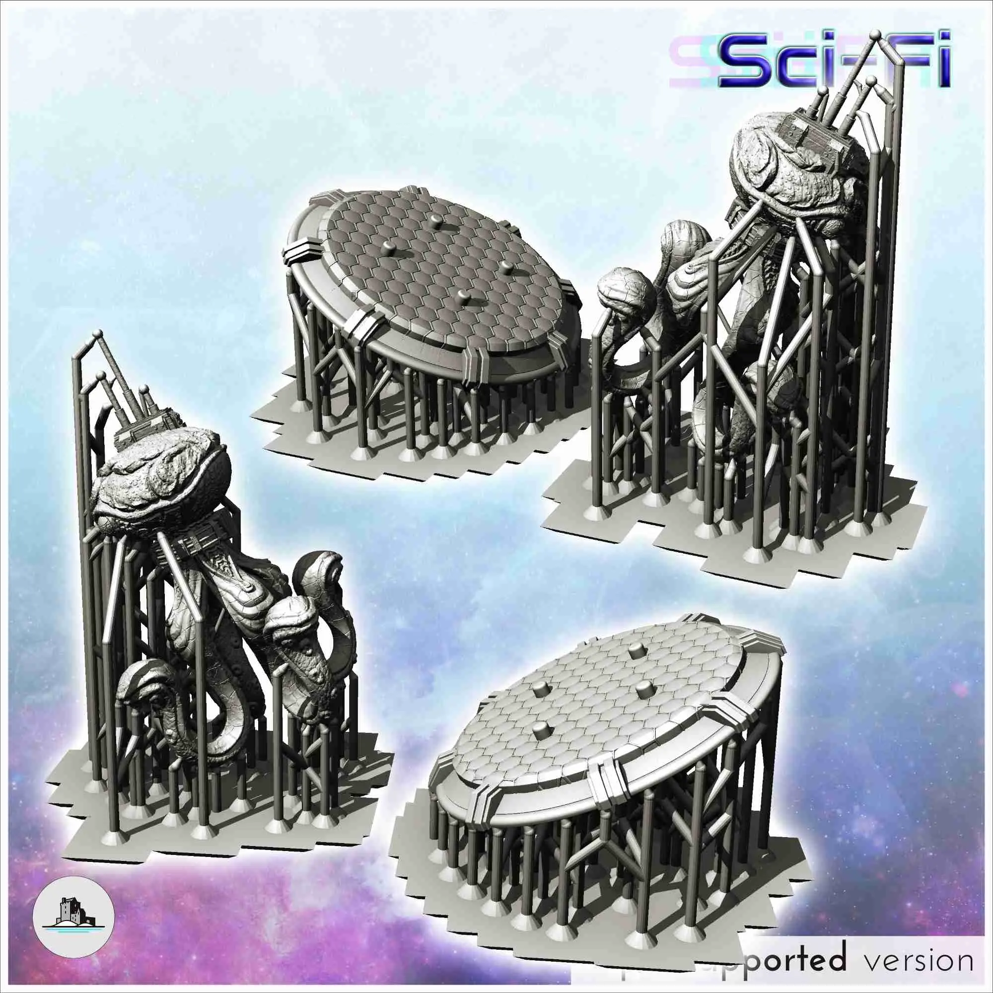Alien octopus creature with tentacle and antenna (15) - scie