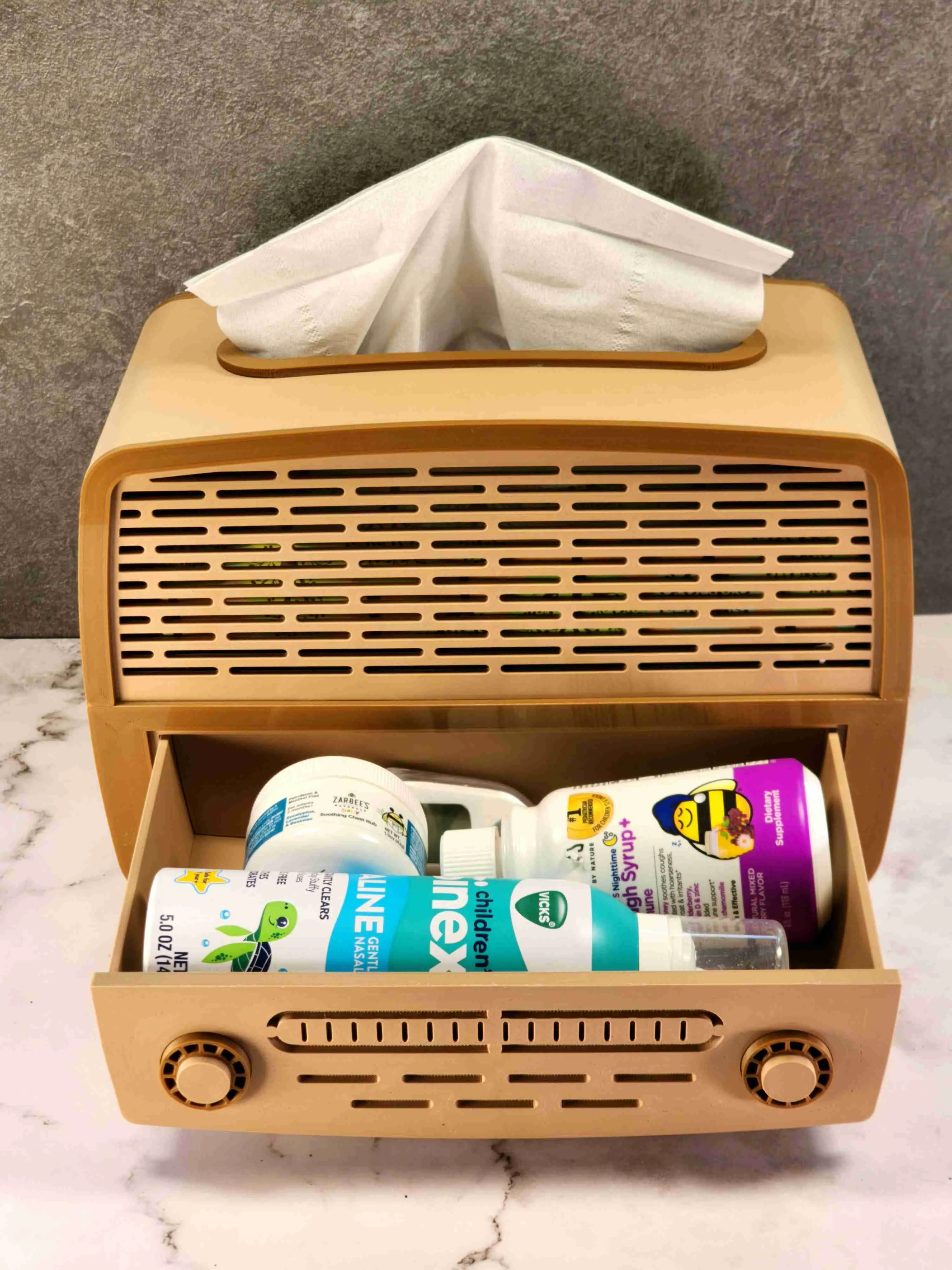 Vintage Radio Tissue Dispenser with Storage Compartment