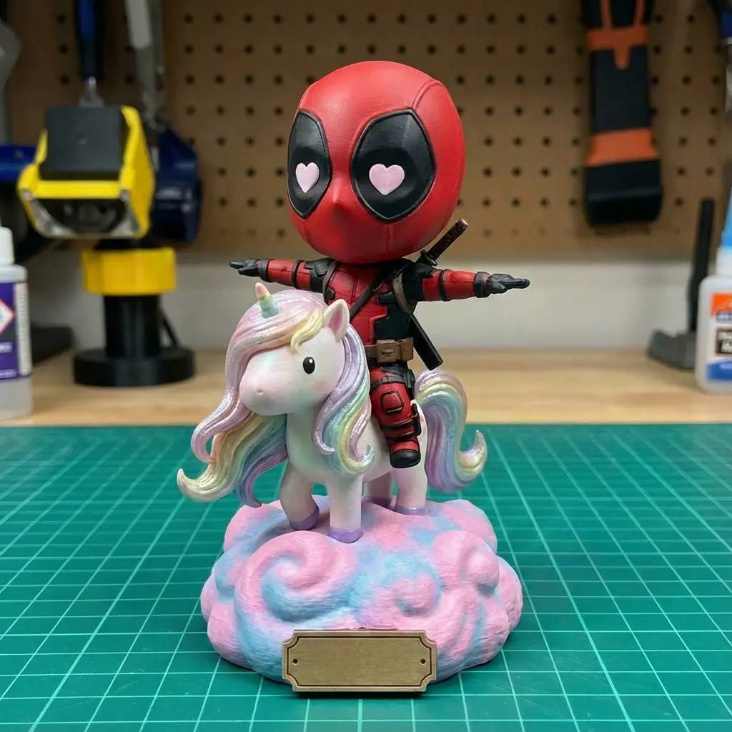 Deadpool Riding Unicorn | Funny Chibi Figure