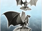 Dragon avec de grandes ailes debout sur un sol rocailleux - figurine mini-1