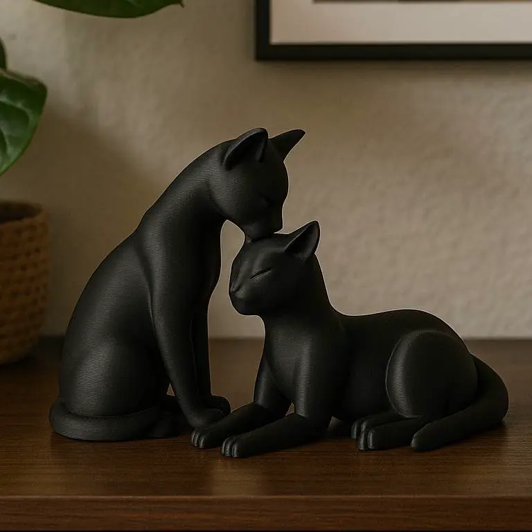 Cat Pair Figurines – Elegant Minimalist Decor