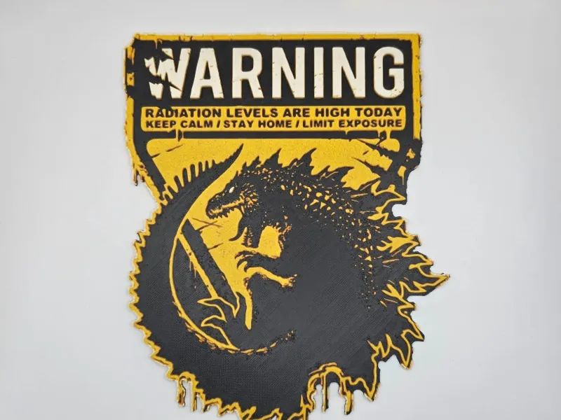 Sign Warning Godzilla