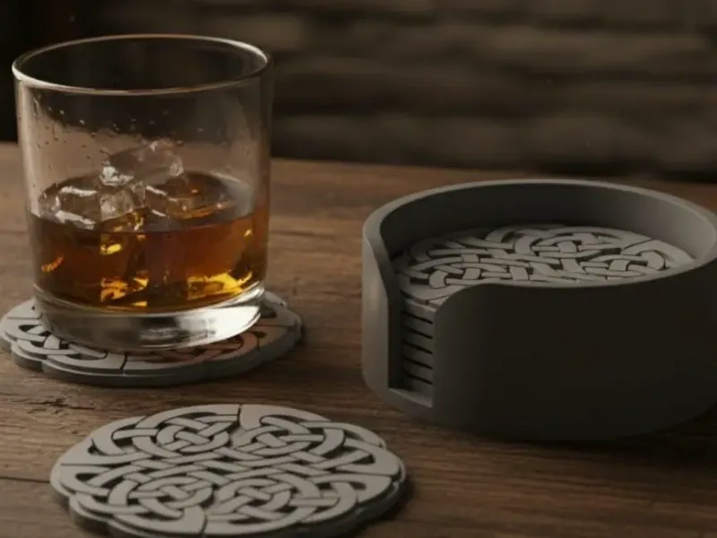 CELTIC KNOT COASTERS AND HOLDER