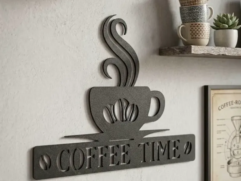 Coffee Time Wall Sign with Cup