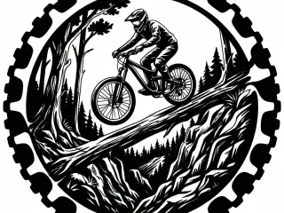MTB Downhill Wallart simple in single color