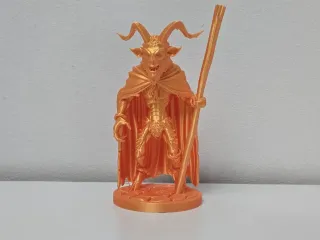 Krampus with Cloak and Staff Statue