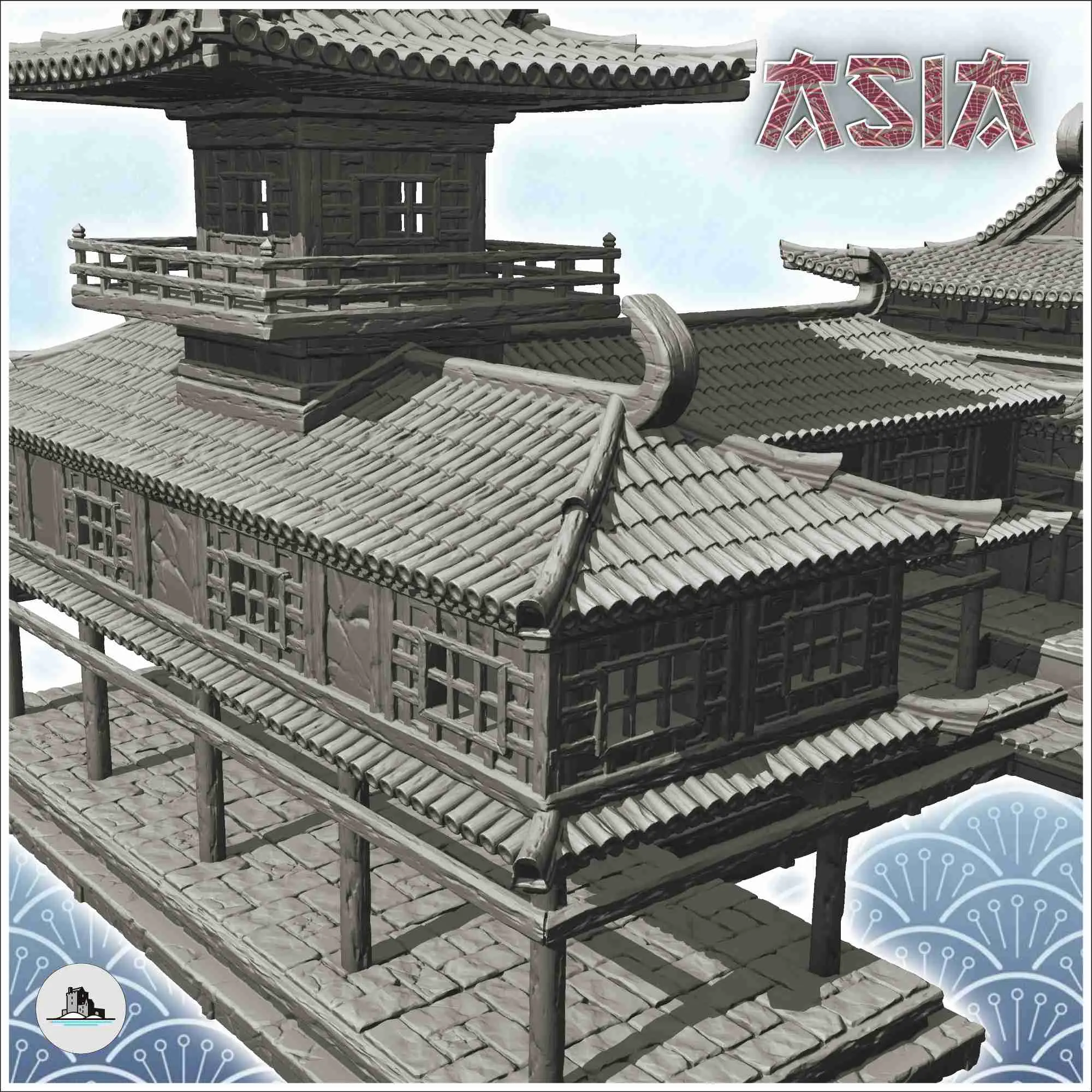 Large Asian palace with two wings (29) - Japan China Korea