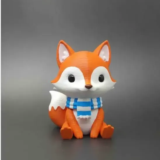 Cute Sitting Fox with Scarf – Support Free 3D Printable