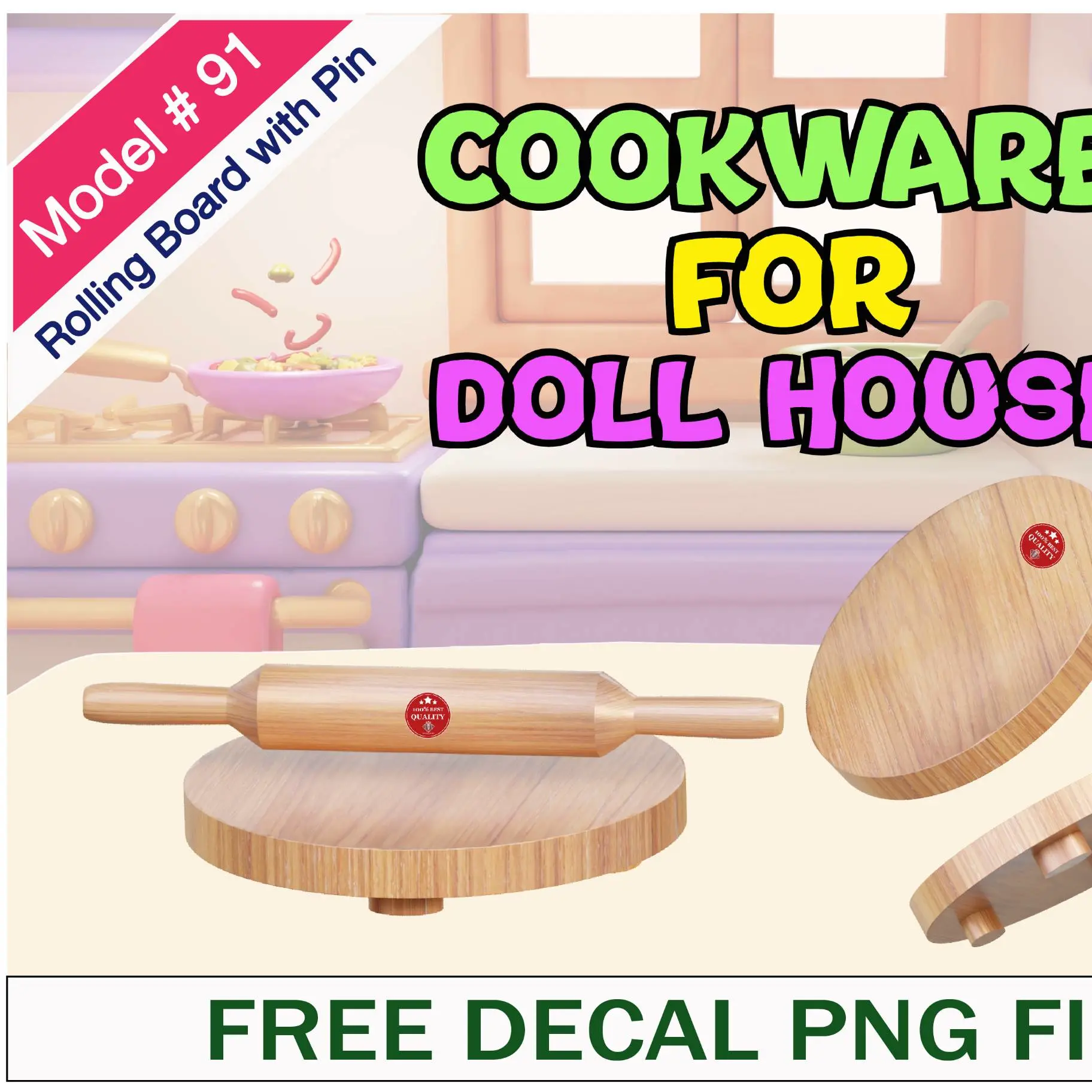 Rolling Pin Gameobject Miniature Games & Accessories STL Descarga - Rolling pin and Board ...