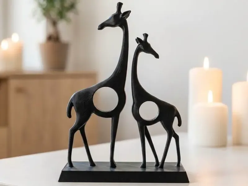 Elegant Giraffe Duo Sculpture – Modern Art