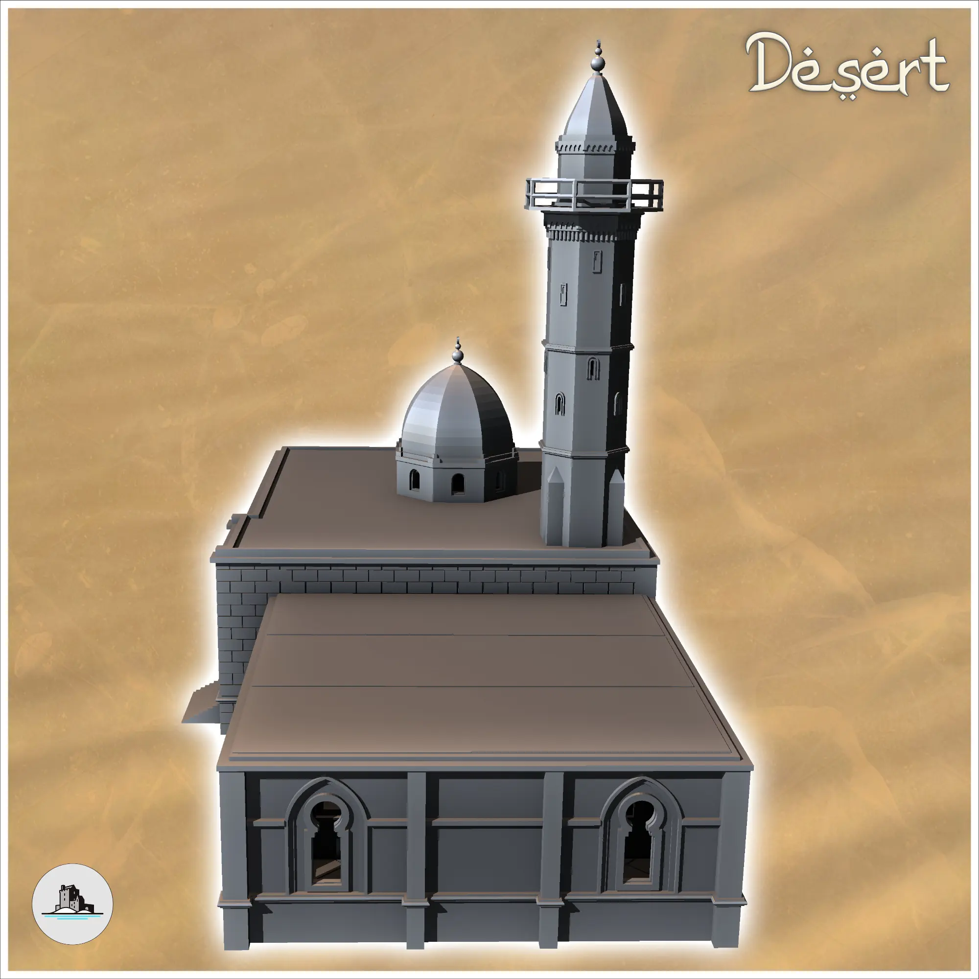 Moschea araba orientale con minareto a cupola e annesso (16) - mini