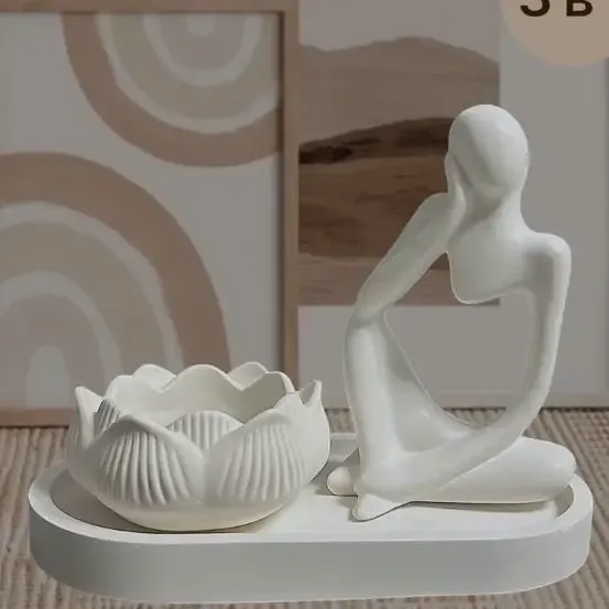 Combo Zen Minimalista: Suporte de Vela Lótus & Estatueta