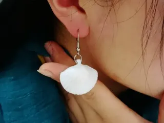 shell earring necklace (Silk filament)