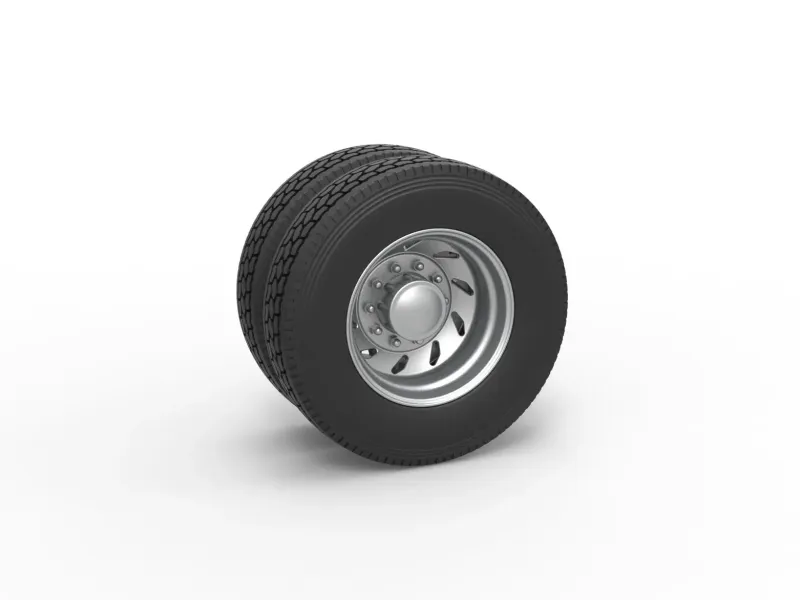 10 Triangular Hole Rear double wheel of semi truck V3 1:25