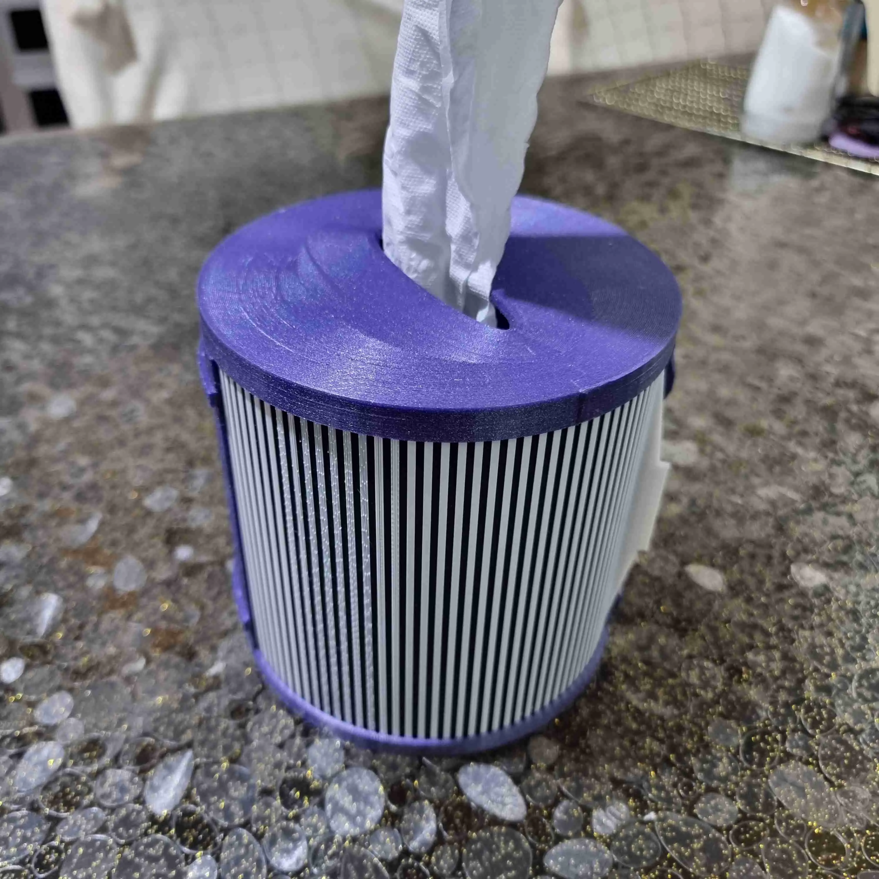 Toilet paper box on table