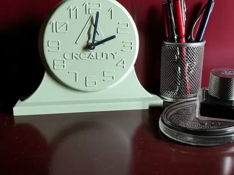 Crealityロゴがエンボス加工されたマントルクロック。