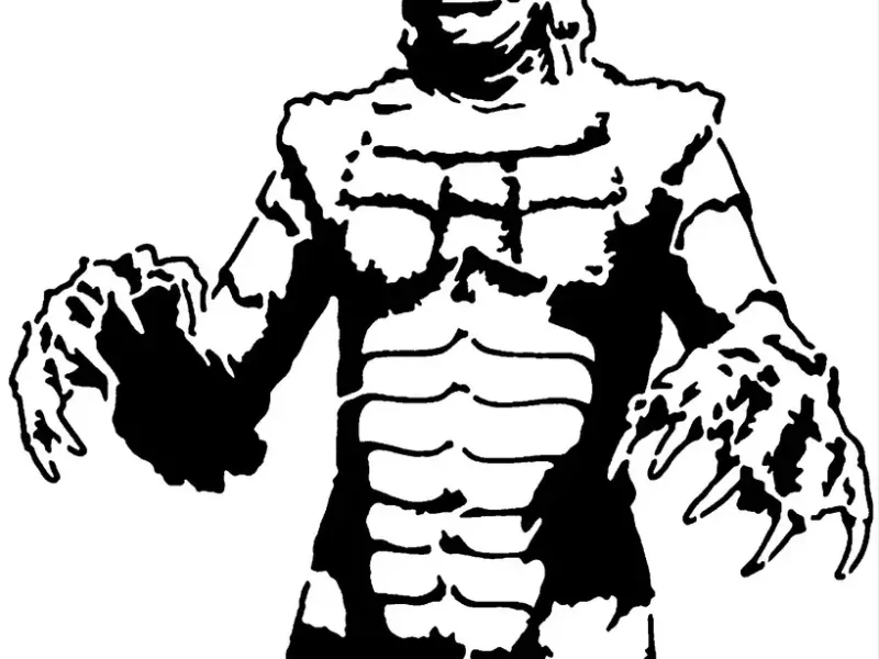 Stencil del mostro della laguna nera