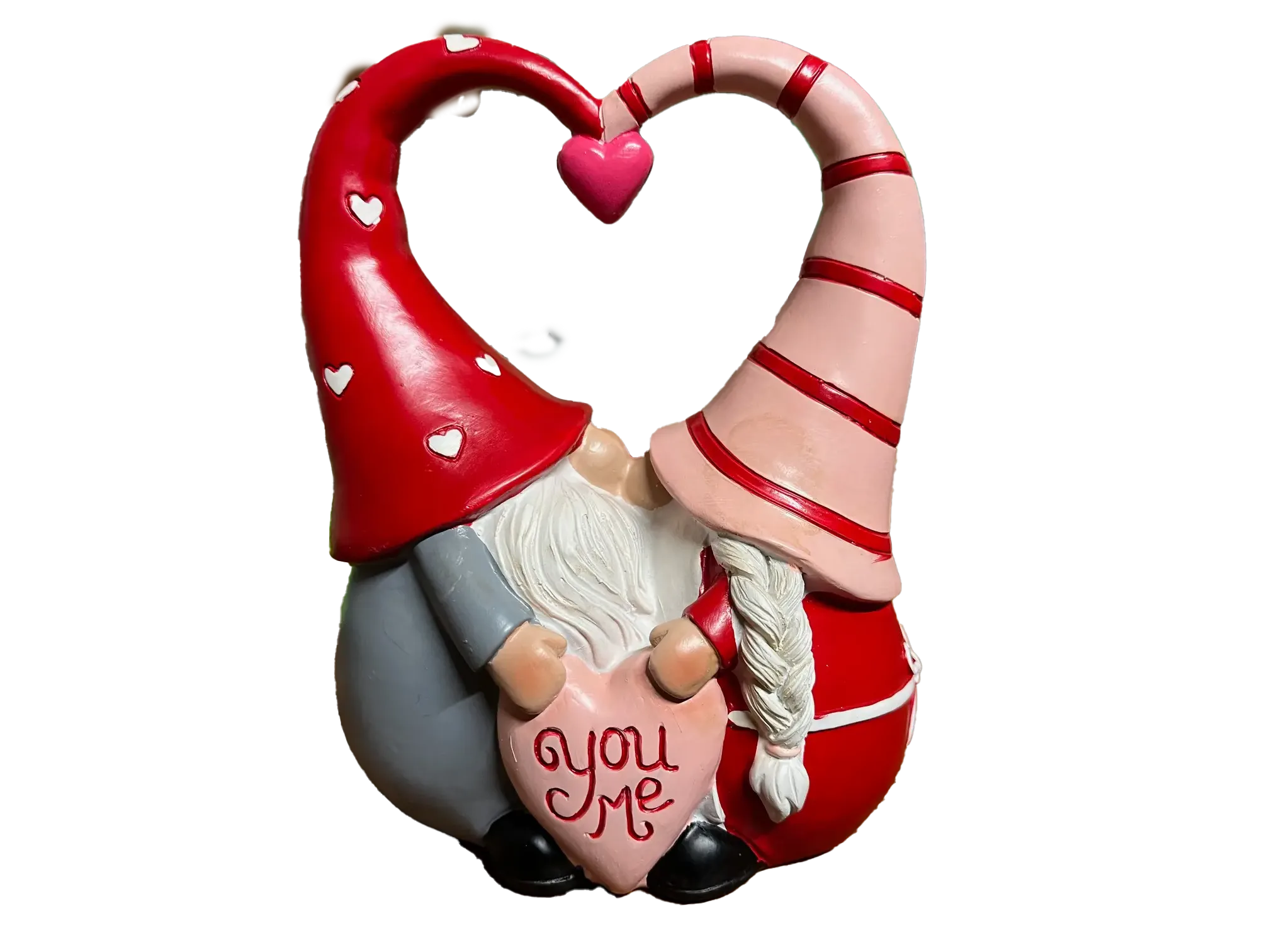 Valentines Gnomes Kissing in Love Holding You Me Heart