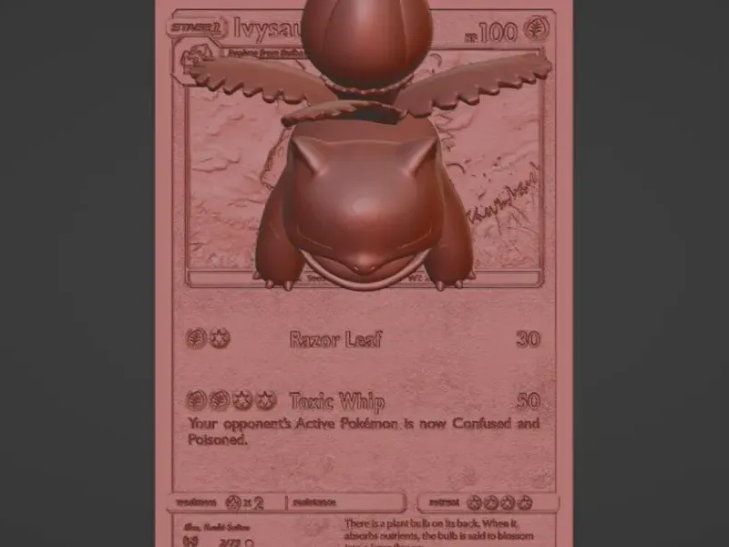 Ivysaur - 3D / 4D Card - Custom 3D Printing File - Pokemon
