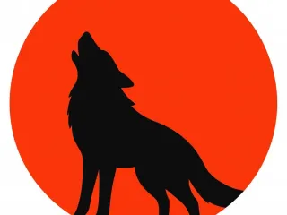 Halloween Blood Moon Wolf Sign Logo - coaster