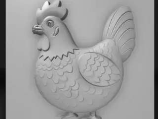 Cartoon hen with patterned plumage