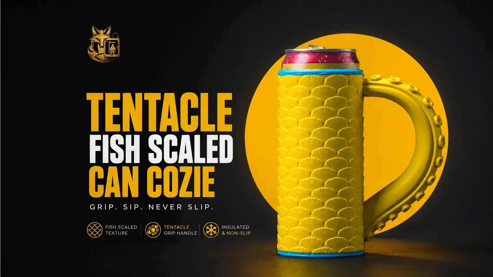 Tentacle Fish Scaled Can Cozie