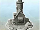 Medieval lighthouse on island with wooden pontoon (10) - sce-5