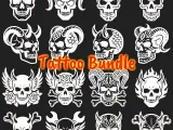 Demon Skull Tattoo Bundle | 16 Gothic Skull STL + SVG Design-1