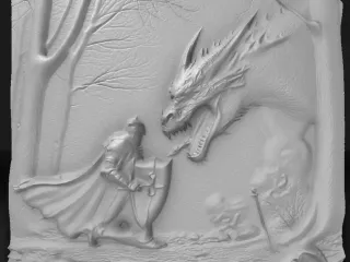 knight fighting a dragon