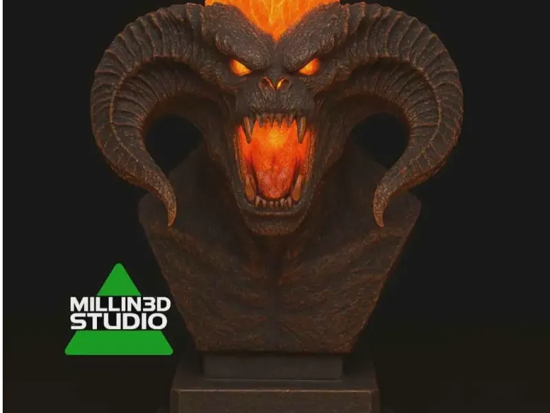 Buste statue du Balrog de la Moria, Le Seigneur des Anneaux Lotr