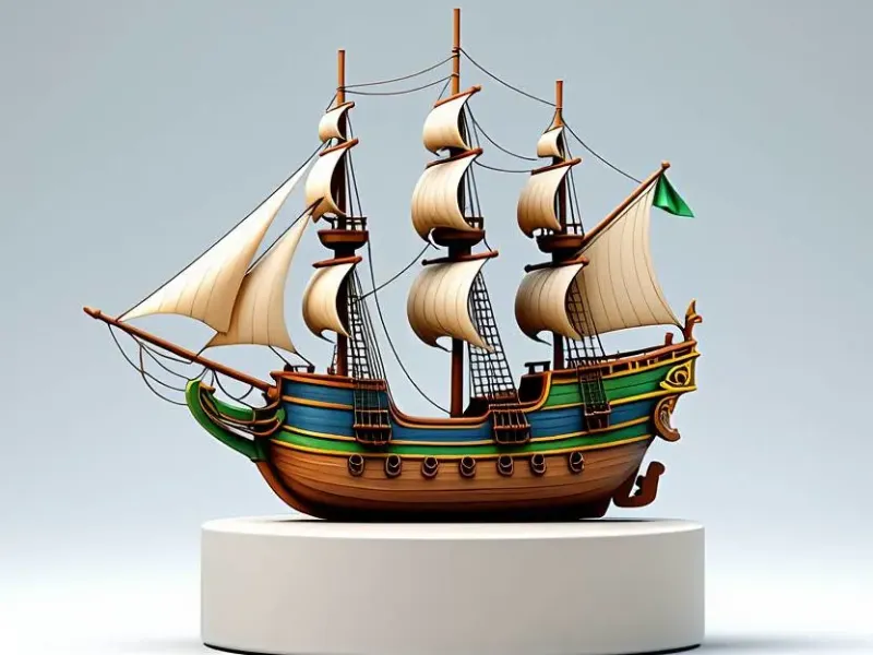 3071Pirate Sailing Ship with Cannons  Style Minimalist Model