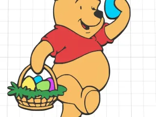 Pooh carrying an Easter Basket