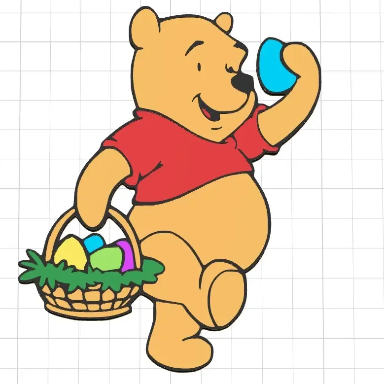 Pooh carrying an Easter Basket