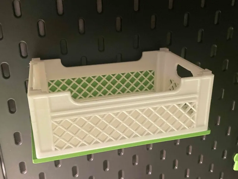 "SkadisCrate" IKEA Skadis basket on the wall