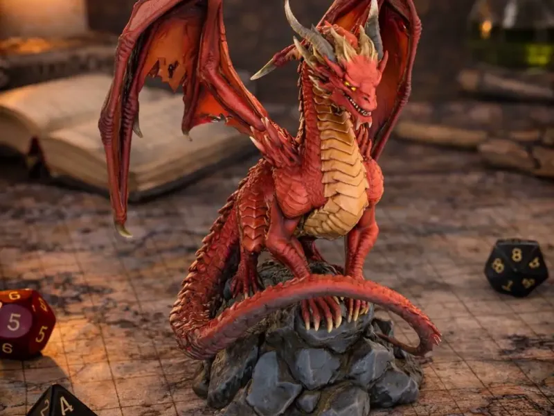 Red dragon D&D tabletop miniature
