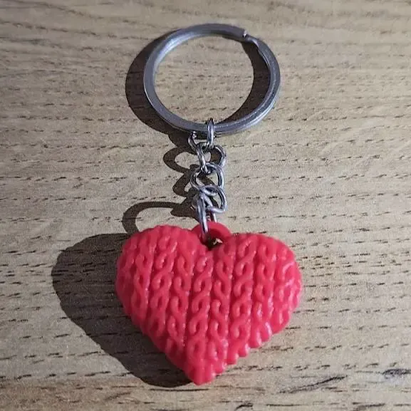 Knitted heart keychain