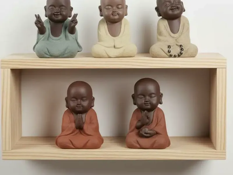 Set van 5 Mini Zen Baby Boeddha's van Geluk en Wijsheid - Dec