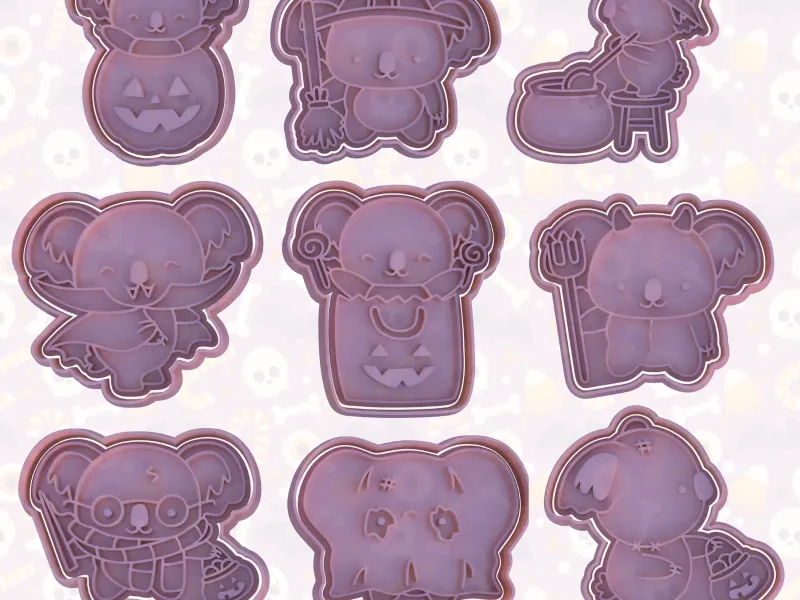 Halloween Koalas cookie cutter set of 9