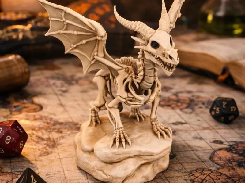 Dragon skeleton figurine D&D tabletop miniature