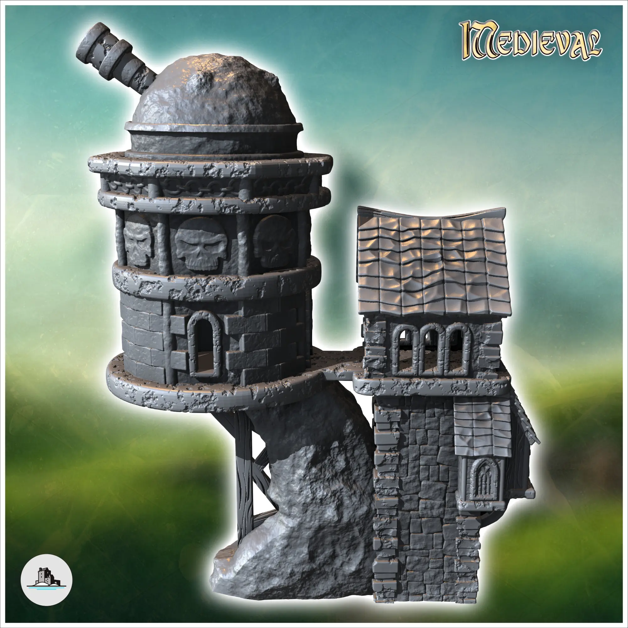 Medieval observatory with dome and wooden pontoon (33) - min