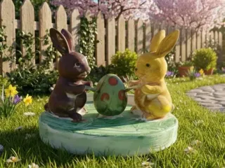 Easter Bunny Painters – 3D Printable Diorama