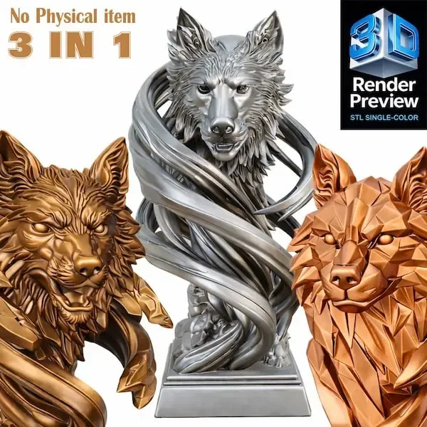 3-in-1 Wolf STL Bundle