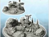 Fantasy scene of desolation with items with skulls and bones-1