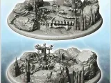 Fantasy scene of desolation with items with skulls and bones-3