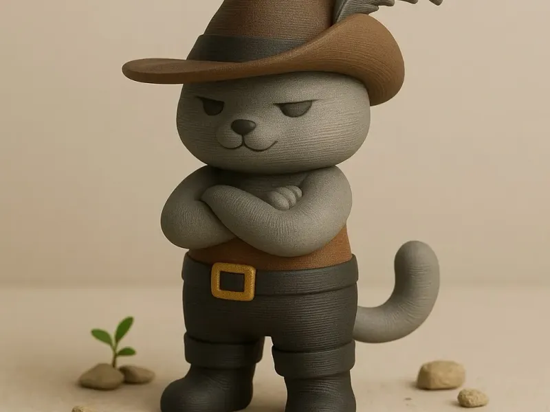 Cute Gray Puss in Boots
